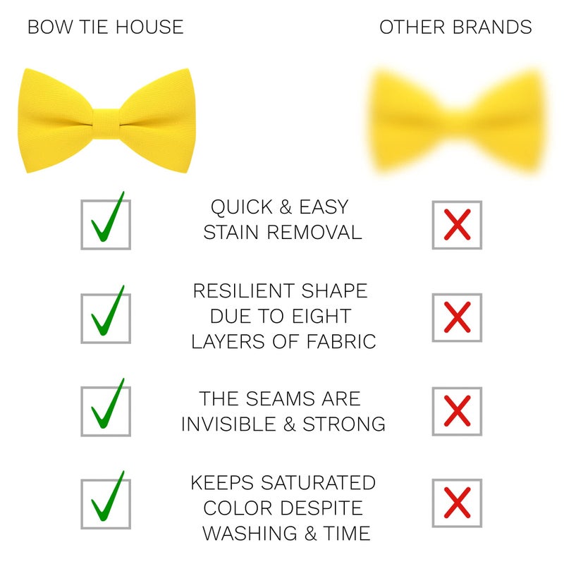 Bow Tie House Men's Classic Pre-Tied Bow Tie Formal Solid Tuxedo (Large, Yellow) - Image 3
